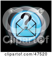 Poster, Art Print Of Glowing Blue Question Envelope Button