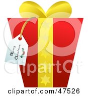 Royalty Free RF Clipart Illustration Of A Red Christmas Gift With Star Patterned Ribbons by Prawny