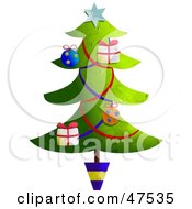 Poster, Art Print Of Potted And Decorated Christmas Tree With Garlands And Ornaments