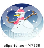 Poster, Art Print Of Winter Snowman With A Hat And Scarf