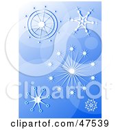 Poster, Art Print Of Blue Background Of Elegant Snowflakes