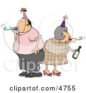 Husband And Wife Partying Together On New Years Eve Clipart