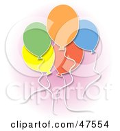 Poster, Art Print Of Floating Colorful Party Balloons On A Pink And White Background