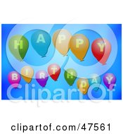 Poster, Art Print Of Balloons Spelling Out Happy Birthday On A Blue Background