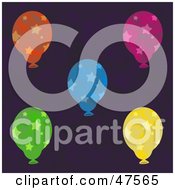 Royalty Free RF Clipart Illustration Of A Purple Background With Starry Balloons