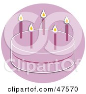 Royalty Free RF Clipart Illustration Of A Girls Pink Birthday Party Cake With Candles