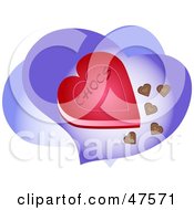 Poster, Art Print Of Heart Shaped Box Of Chocolates On Purple Hearts