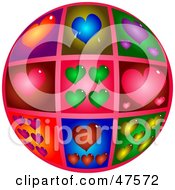 Royalty Free RF Clipart Illustration Of A Sphere With Windows Of Different Hearts