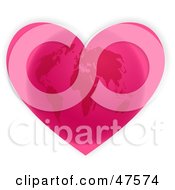 Royalty Free RF Clipart Illustration Of The Globe Inside A Pink Heart