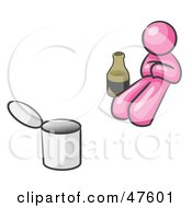 Royalty Free RF Clipart Illustration Of A Pink Design Mascot Man Bum With Alcohol And A Can by Leo Blanchette