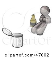 Poster, Art Print Of Gray Design Mascot Man Bum With Alcohol And A Can