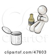 Poster, Art Print Of White Design Mascot Man Bum With Alcohol And A Can