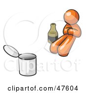 Orange Design Mascot Man Bum With Alcohol And A Can