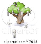 White Design Mascot Man Watching Others Fall From The Family Tree
