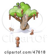 Brown Design Mascot Man Watching Others Fall From The Family Tree