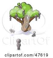 Poster, Art Print Of Gray Design Mascot Man Watching Others Fall From The Family Tree