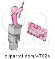 Royalty Free RF Clipart Illustration Of A Pink Design Mascot Man Ruling And Punishing Others