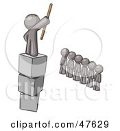 Royalty Free RF Clipart Illustration Of A Gray Design Mascot Man Ruling And Punishing Others