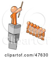 Royalty Free RF Clipart Illustration Of An Orange Design Mascot Man Ruling And Punishing Others