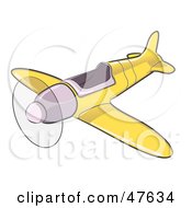 Yellow Airplane With The Propeller Spinning