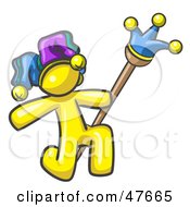 Poster, Art Print Of Yellow Design Mascot Man Court Jester Kneeling