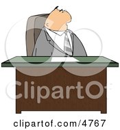 Poster, Art Print Of Gray Suited Male Attorney Sitting Behind His Business Desk In His Office