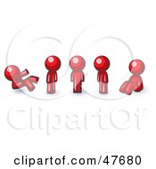 Royalty Free RF Clipart Illustration Of A Red Design Mascot Man In Different Poses