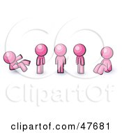 Royalty Free RF Clipart Illustration Of A Pink Design Mascot Man In Different Poses