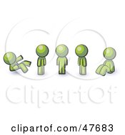 Royalty Free RF Clipart Illustration Of A Green Design Mascot Man In Different Poses