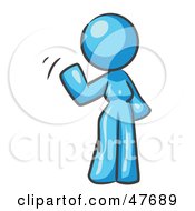 Royalty Free RF Clipart Illustration Of A Blue Design Mascot Woman Waving