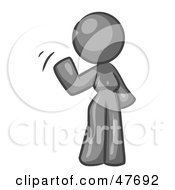 Royalty Free RF Clipart Illustration Of A Gray Design Mascot Woman Waving