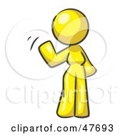 Royalty Free RF Clipart Illustration Of A Yellow Design Mascot Woman Waving by Leo Blanchette