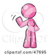 Royalty Free RF Clipart Illustration Of A Pink Design Mascot Woman Waving by Leo Blanchette