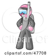 Royalty Free RF Clipart Illustration Of A Pink Design Mascot Man In Scuba Gear