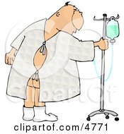 Poster, Art Print Of Hospitalized Ill Man Walking Around With An Intravenous Iv Drip Line With Fluids