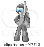 Poster, Art Print Of Gray Design Mascot Man In Scuba Gear