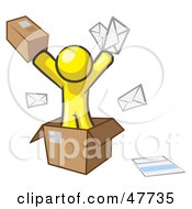 Yellow Design Mascot Man Going Postal With Parcels And Mail