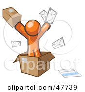 Poster, Art Print Of Orange Design Mascot Man Going Postal With Parcels And Mail