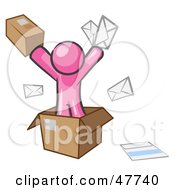 Pink Design Mascot Man Going Postal With Parcels And Mail