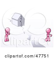 Pink Design Mascot Man And Woman With A House Divided