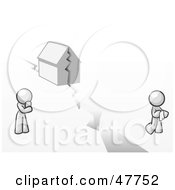 Royalty Free RF Clipart Illustration Of A White Design Mascot Man And Woman With A House Divided