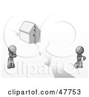 Poster, Art Print Of Gray Design Mascot Man And Woman With A House Divided