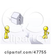 Poster, Art Print Of Yellow Design Mascot Man And Woman With A House Divided