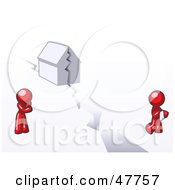 Poster, Art Print Of Red Design Mascot Man And Woman With A House Divided