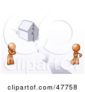 Poster, Art Print Of Orange Design Mascot Man And Woman With A House Divided