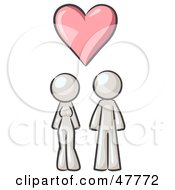 Poster, Art Print Of White Design Mascot Couple Under A Pink Heart