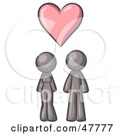 Poster, Art Print Of Gray Design Mascot Couple Under A Pink Heart