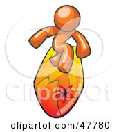 Poster, Art Print Of Orange Design Mascot Man Surfing On A Board