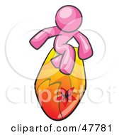 Poster, Art Print Of Pink Design Mascot Man Surfing On A Board