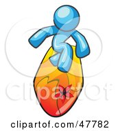 Poster, Art Print Of Blue Design Mascot Man Surfing On A Board
